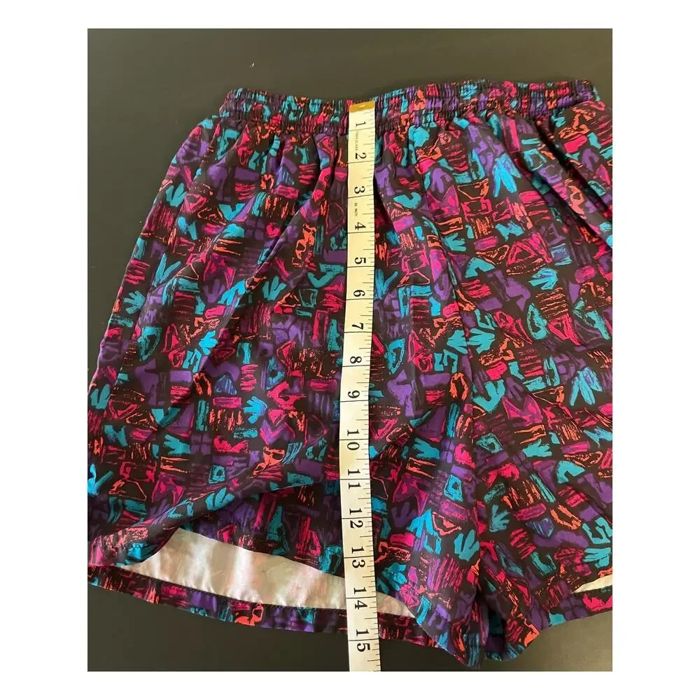 Vintage Reebok Boy's swim trunks Made in USA geometric pattern Medium 80s/90s